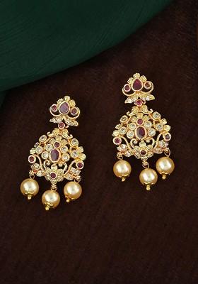 Pink Solid Gold Plated Earrings