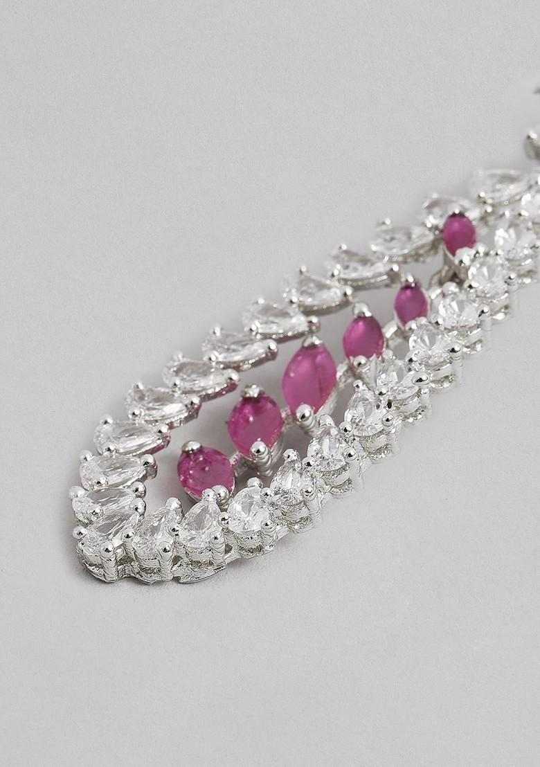 Silver Studded Rhodium Plated Earrings