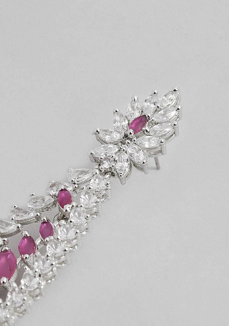 Silver Studded Rhodium Plated Earrings