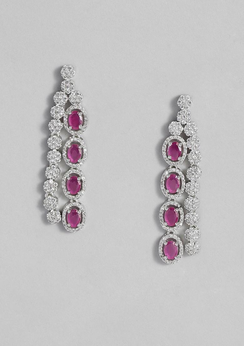 Silver Studded Rhodium Plated Earrings