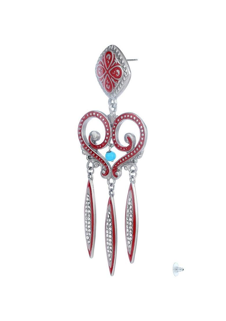 Red Solid Rhodium Plated Earrings