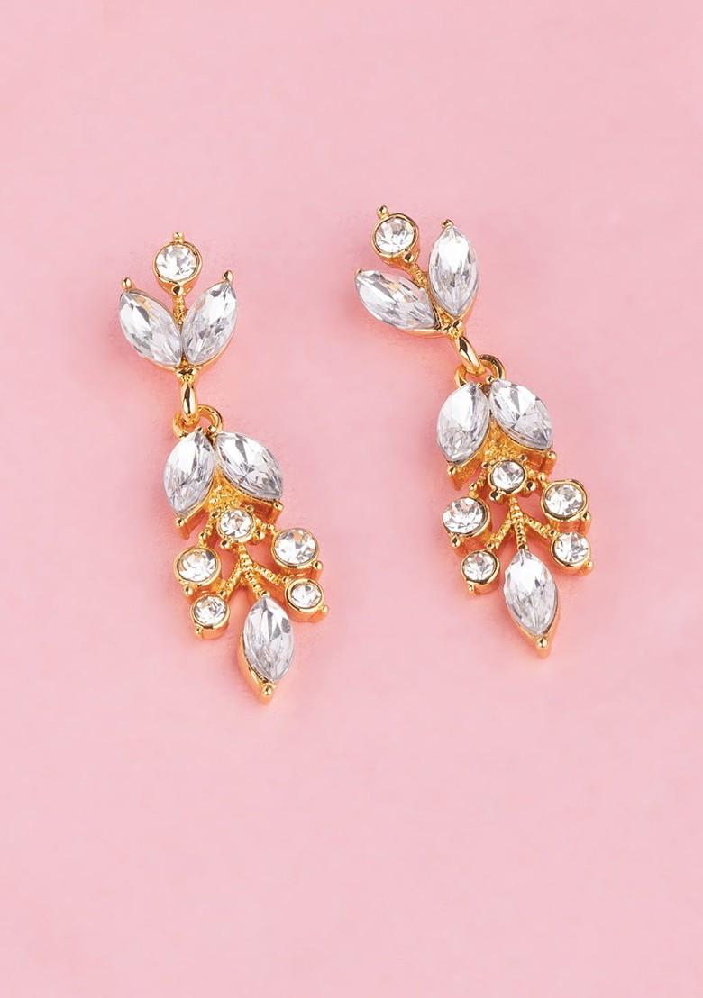 White Solid Gold Plated Earrings