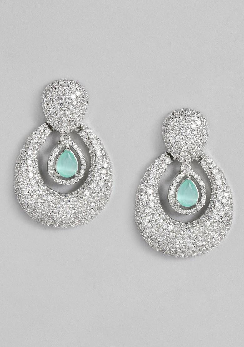 White Solid Rhodium Plated Earrings