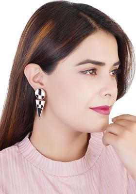 White Solid Gold Plated Earrings