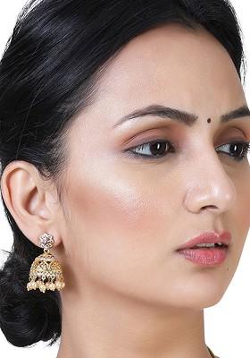 Pink Studded Gold Plated Earrings