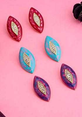 Red Leaf Gold Plated Earrings