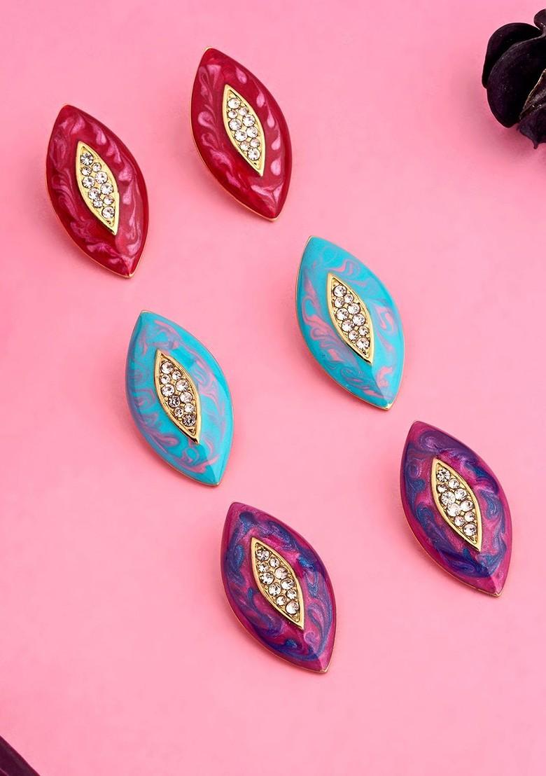 Red Leaf Gold Plated Earrings