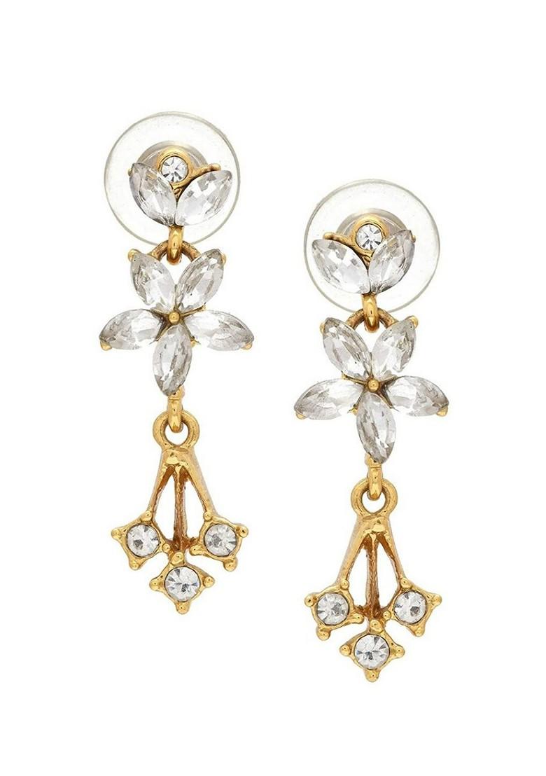 White Crystals Gold Plated Earrings