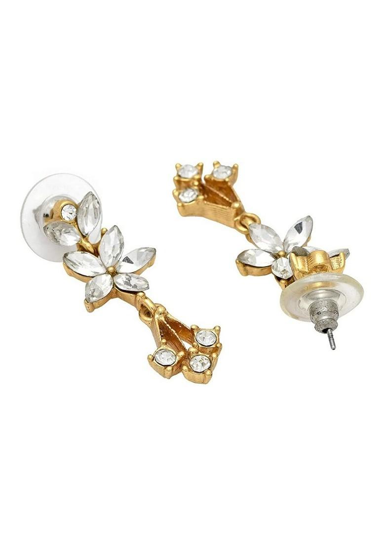 White Crystals Gold Plated Earrings