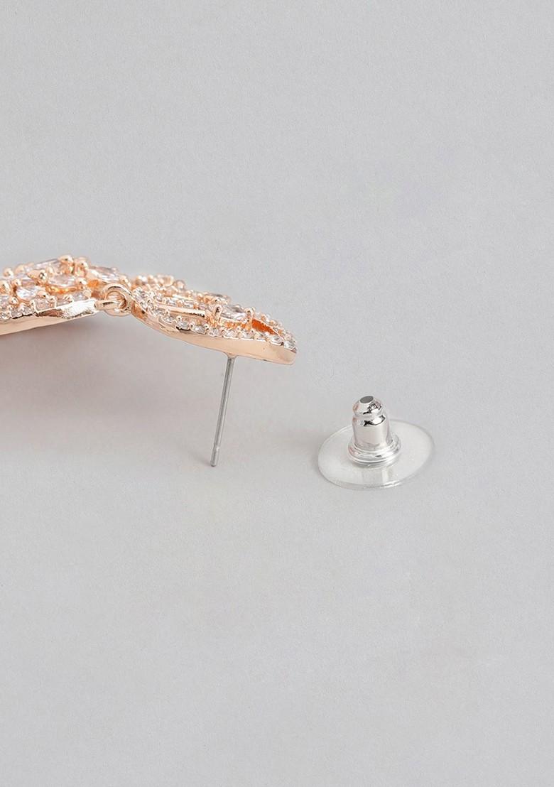 White Solid Gold Plated Earrings