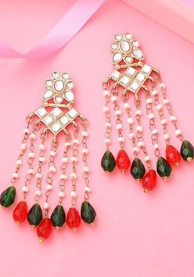 White Solid Gold Plated Earrings