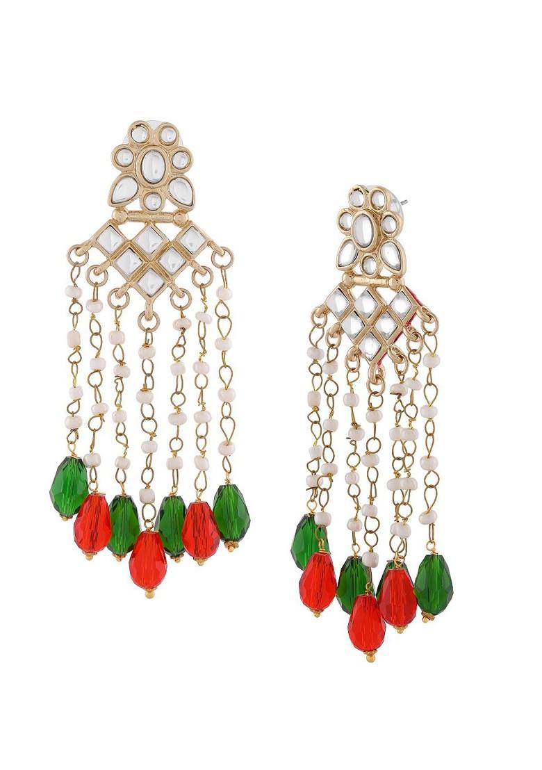 White Solid Gold Plated Earrings