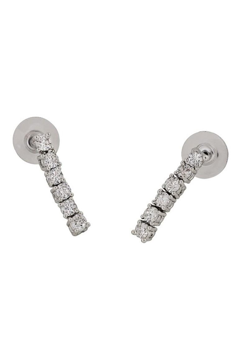 White Studded Rhodium Plated Earrings