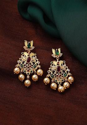 Pink Solid Gold Plated Earrings