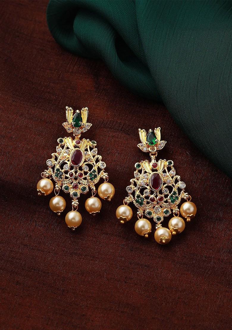 Pink Solid Gold Plated Earrings