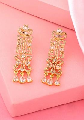White Solid Gold Plated Earrings