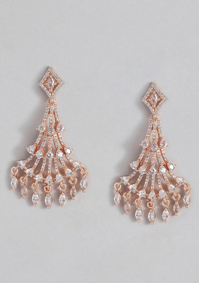 White Teardrop Shaped Gold Plated Earrings