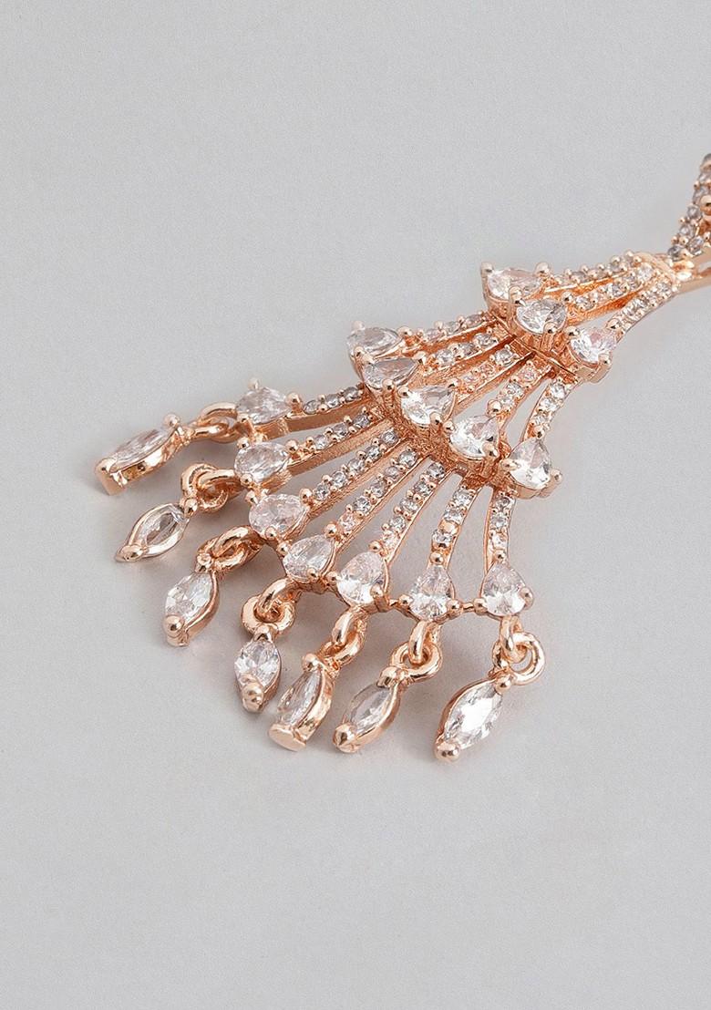 White Teardrop Shaped Gold Plated Earrings