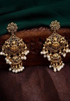 White Solid Gold Plated Earrings