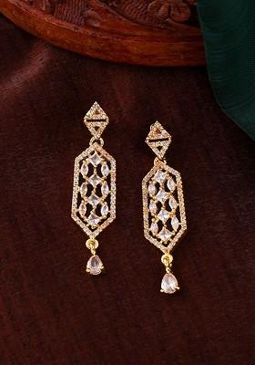 White Solid Gold Plated Earrings