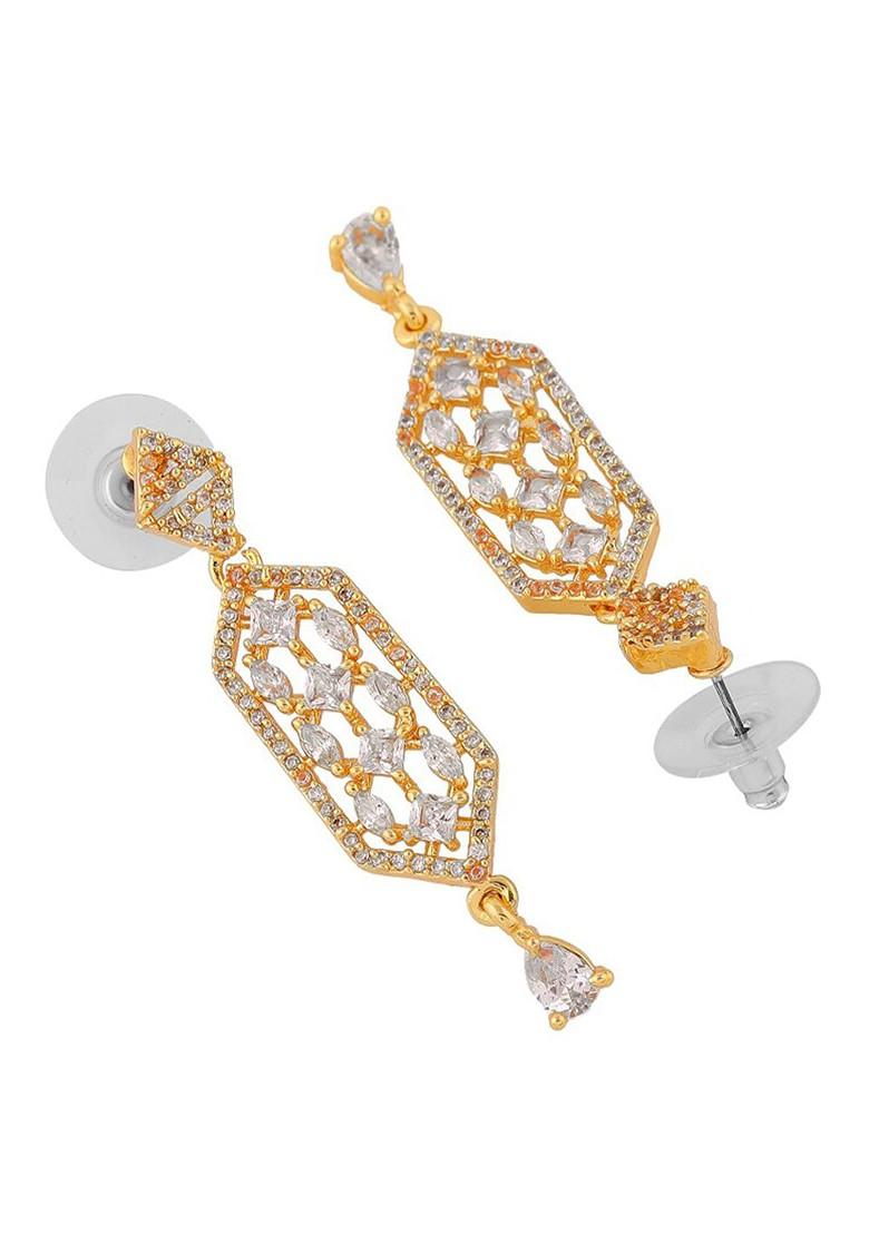 White Solid Gold Plated Earrings