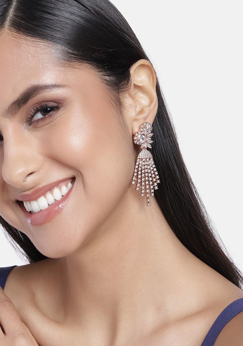 Rose Gold Teardrop Shaped Gold Plated Earrings