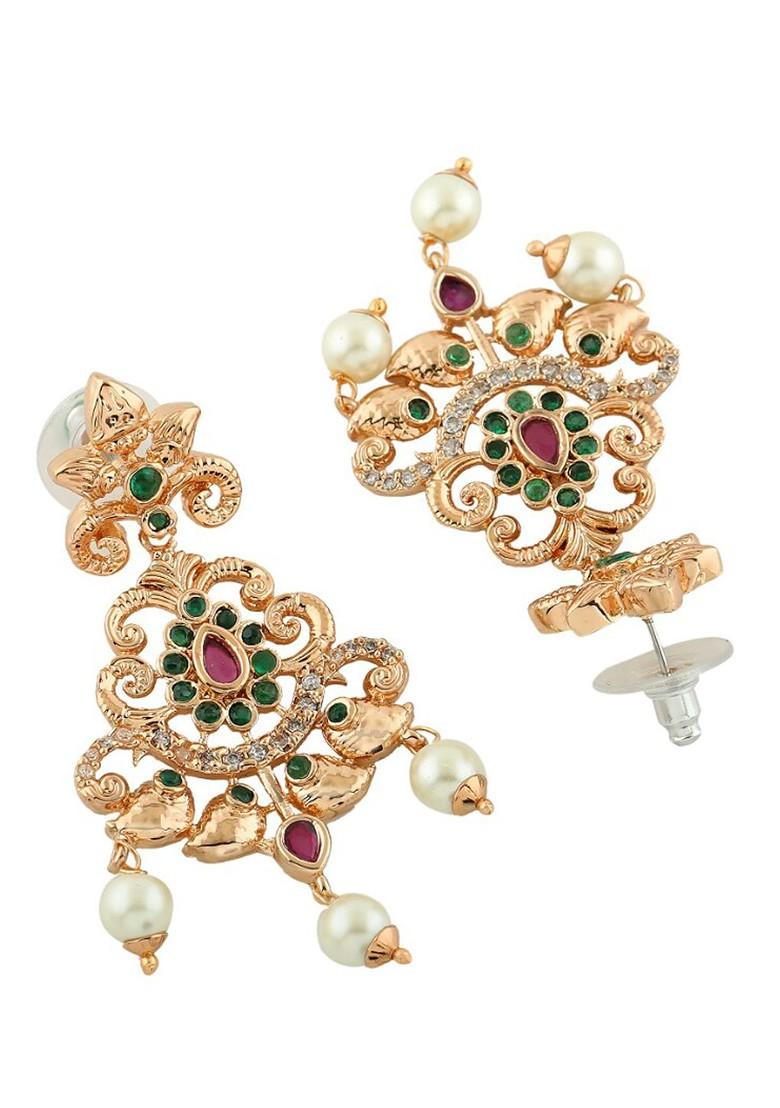 Green Solid Gold Plated Earrings