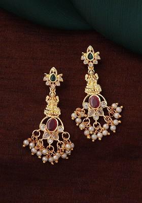 Red Solid Gold Plated Earrings