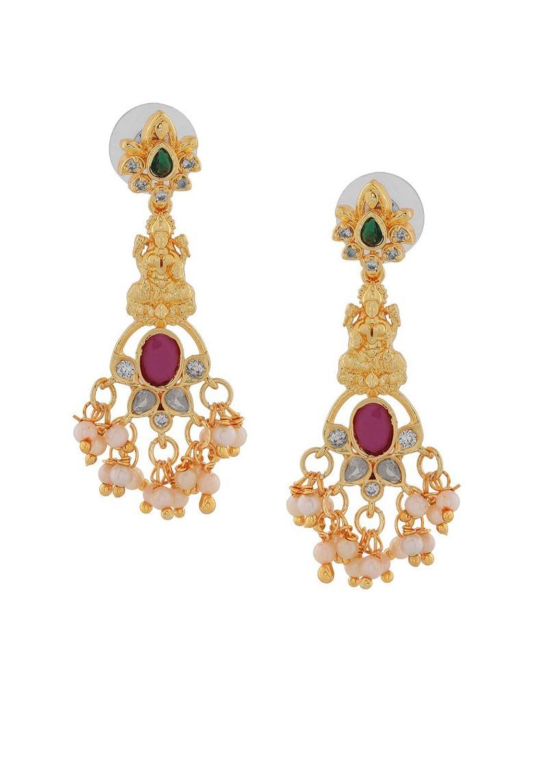 Red Solid Gold Plated Earrings