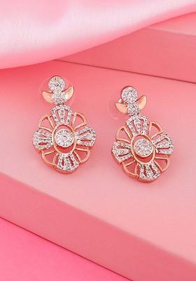 White Solid Gold Plated Earrings