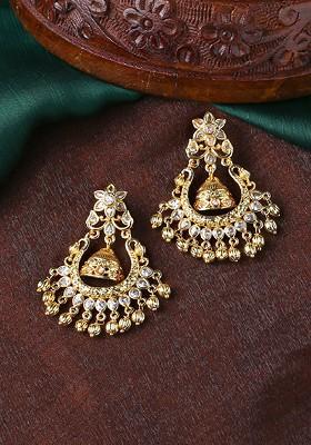 White Solid Gold Plated Earrings