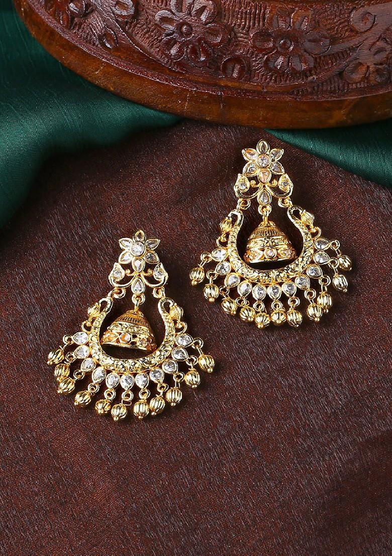 White Solid Gold Plated Earrings
