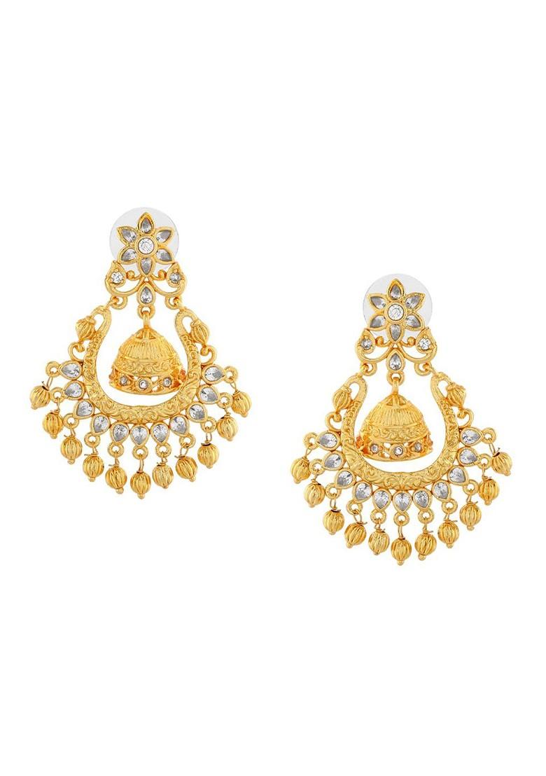 White Solid Gold Plated Earrings