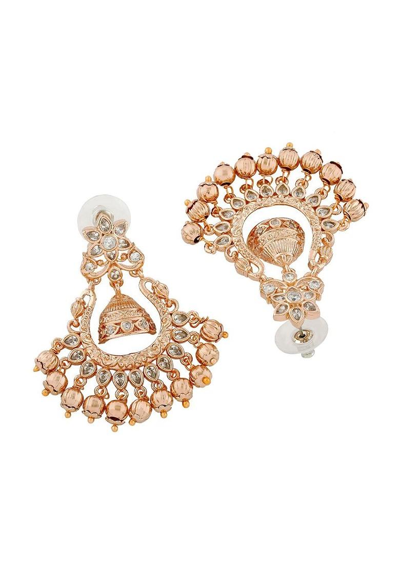 White Solid Gold Plated Earrings