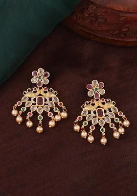 Pink Solid Gold Plated Earrings