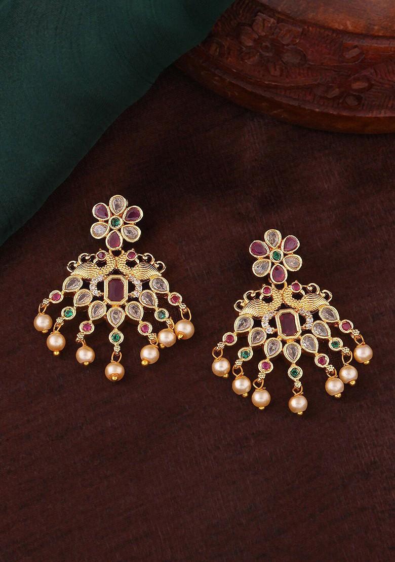 Pink Solid Gold Plated Earrings