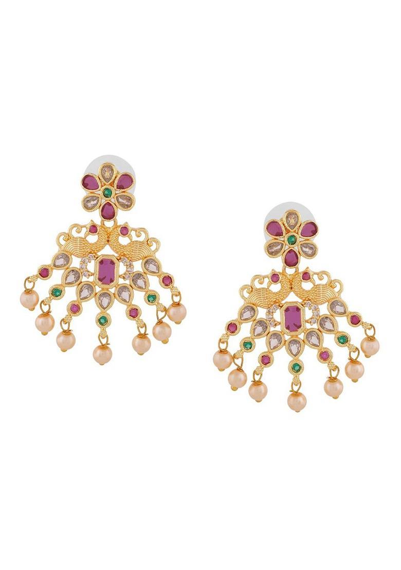Pink Solid Gold Plated Earrings