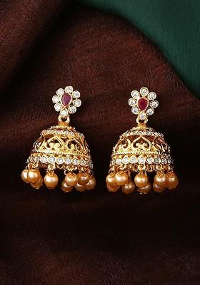 Pink Solid Gold Plated Earrings