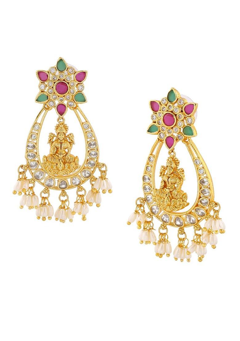 White Solid Gold Plated Earrings