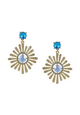 Blue Solid Gold Plated Earrings