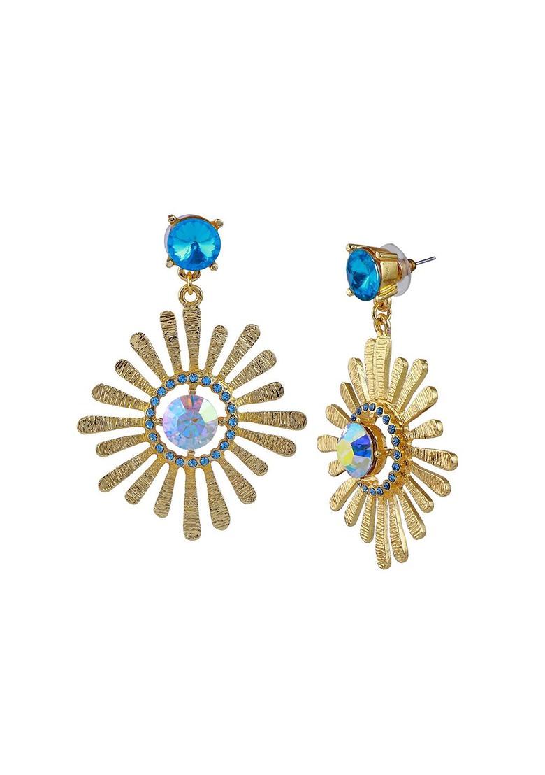 Blue Solid Gold Plated Earrings