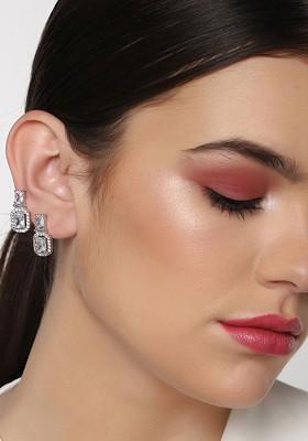 White Solid Rhodium Plated Earrings