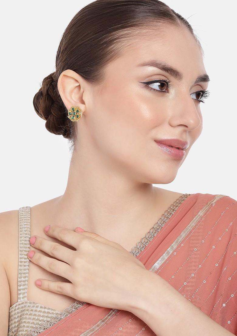 Gold Crystals Gold Plated Earrings