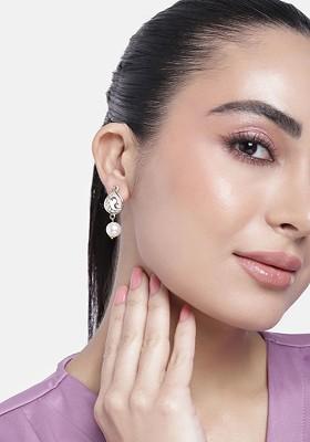 White Leaf Gold Plated Earrings