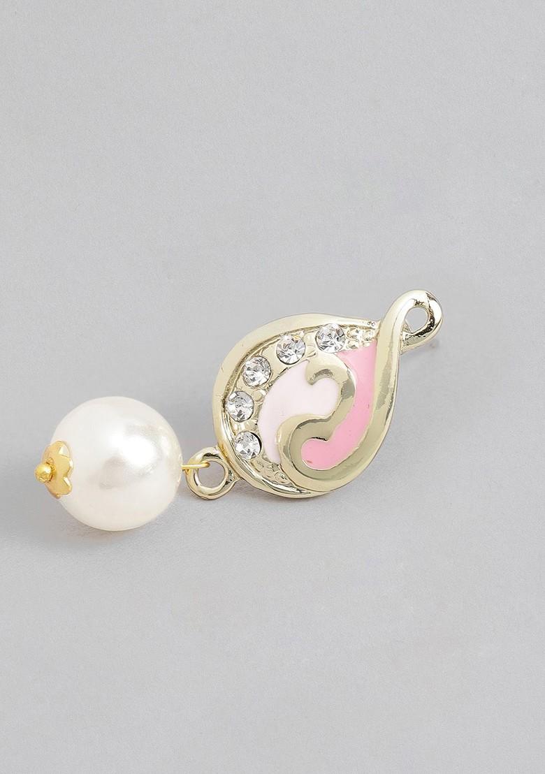 White Leaf Gold Plated Earrings