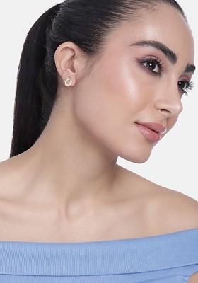 White Cz Gold Plated Earrings