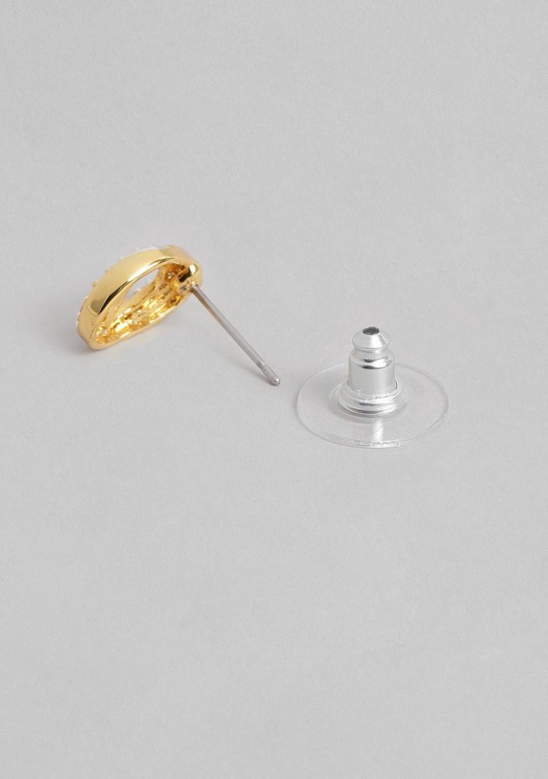 White Cz Gold Plated Earrings