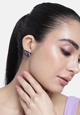 Purple Leaf Gold Plated Earrings