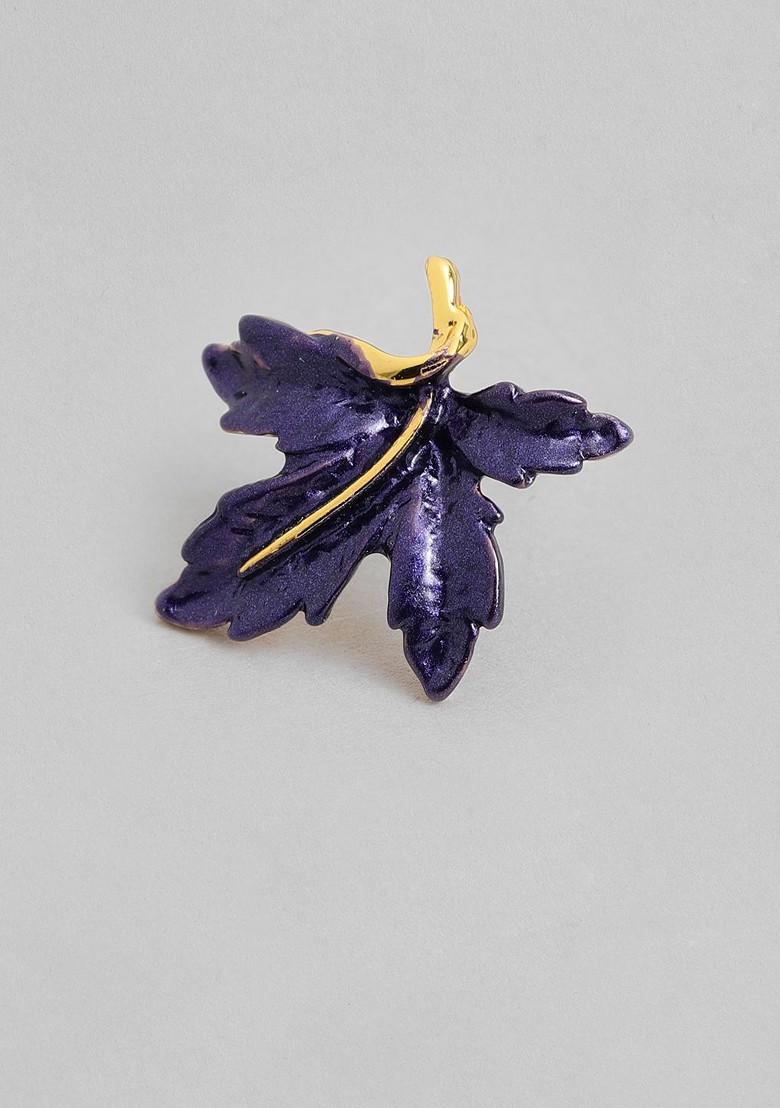 Purple Leaf Gold Plated Earrings