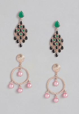 Green Solid Gold Plated Earrings